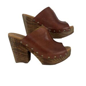 Kork Ease Step-In Leather Heeled Clogs Womens Size 8